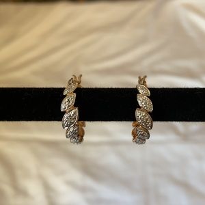 Gold and white mini hoop detail earrings